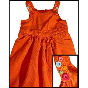 Gymboree 2007 Corduroy Jumper Dress Size 4T Orange Back Zip 100%‎ Cotton Buttons